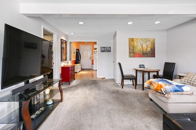 2602 Michael St, Wonder Lake, IL 60097 - carpeted living room featuring recessed lighting and baseboards