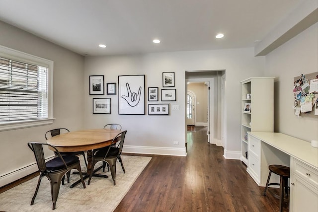 934 Jackson Ave, River Forest, IL 60305 - dining space featuring dark wood-type flooring, an office area, and recessed lighting