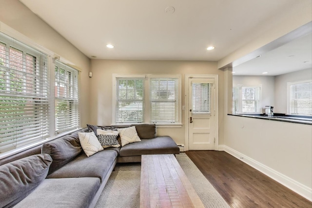 934 Jackson Ave, River Forest, IL 60305 - living area with dark wood-style flooring and recessed lighting