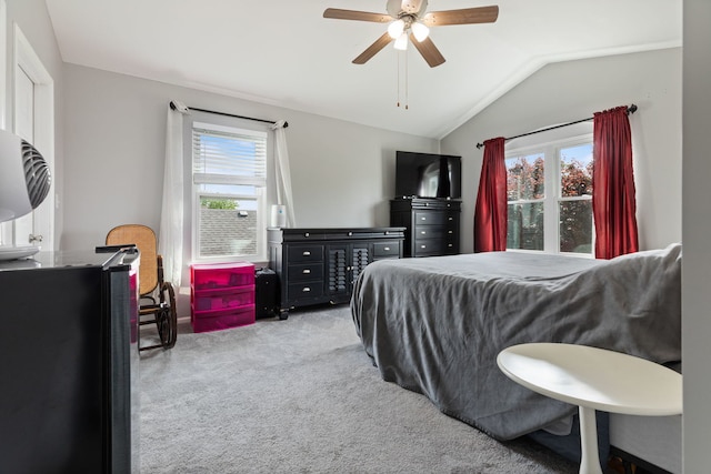 509 Magnolia Dr, North Aurora, IL 60542 - bedroom with lofted ceiling, carpet flooring, and ceiling fan
