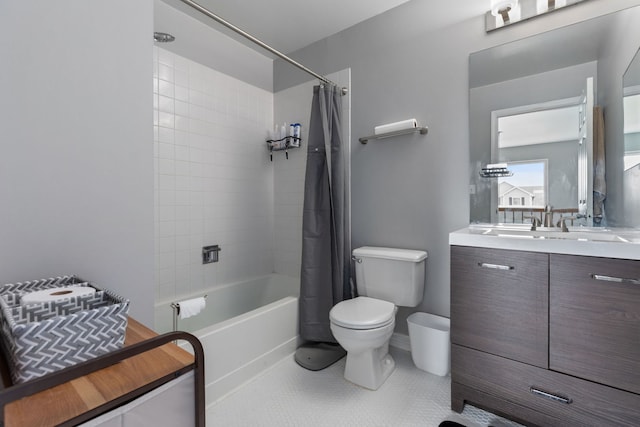 509 Magnolia Dr, North Aurora, IL 60542 - full bathroom featuring shower / bath combination with curtain, vanity, and tile patterned floors