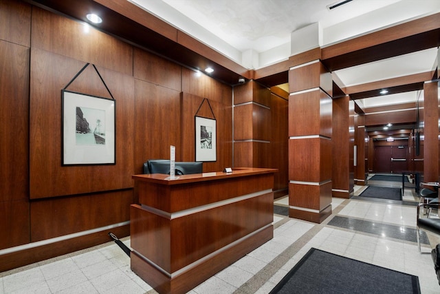 5 E 14th Pl Unit 602, Chicago, IL 60605 - reception area with wooden walls