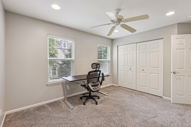 5608 Cambridge Way, Hanover Park, IL 60133 - carpeted home office featuring plenty of natural light and recessed lighting
