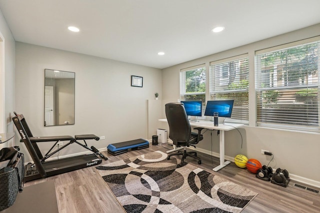 5608 Cambridge Way, Hanover Park, IL 60133 - office area featuring wood finished floors and recessed lighting
