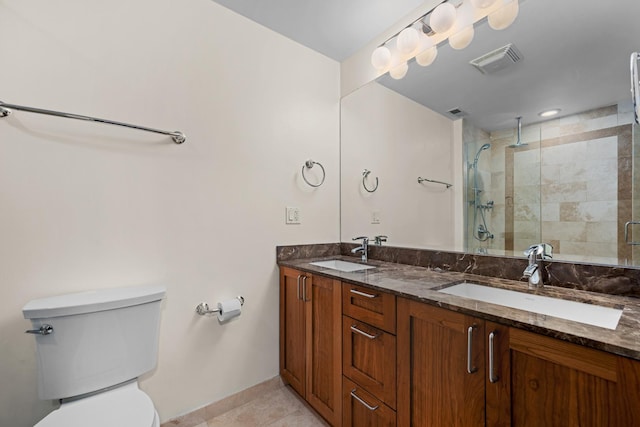 2150 W N Ave Unit 4, Chicago, IL 60647 - bathroom featuring double vanity, a stall shower, and tile patterned flooring