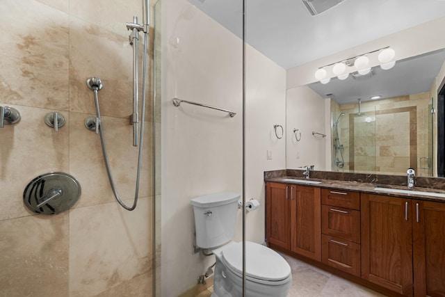2150 W N Ave Unit 4, Chicago, IL 60647 - bathroom featuring a shower stall, double vanity, and tile patterned floors