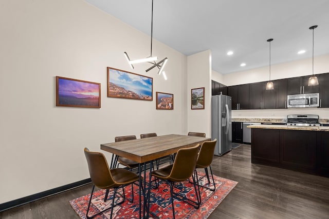 2150 W N Ave Unit 4, Chicago, IL 60647 - dining space featuring dark wood-type flooring and recessed lighting