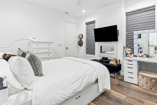1420 W Fulton St, Chicago, IL 60607 - bedroom featuring wood finished floors, recessed lighting, and ceiling fan