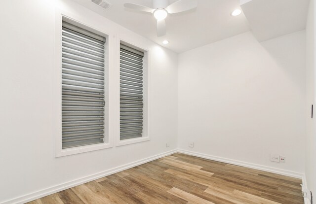 1420 W Fulton St, Chicago, IL 60607 - empty room with a ceiling fan, light wood-style floors, and recessed lighting