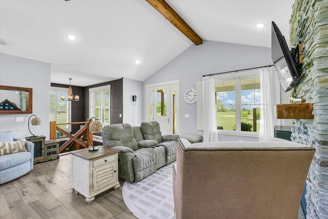 619 County Road 2550 N, Dewey, IL 61840 - living area featuring light wood-style flooring, a chandelier, and recessed lighting