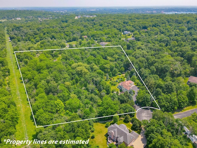 W3318 Lake Forest Ln, Lake Geneva, WI 53147 - aerial overview of property's location featuring a forest and property parcel outlined