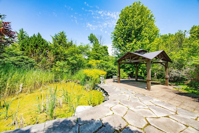 W3318 Lake Forest Ln, Lake Geneva, WI 53147 - view of patio / terrace featuring a gazebo