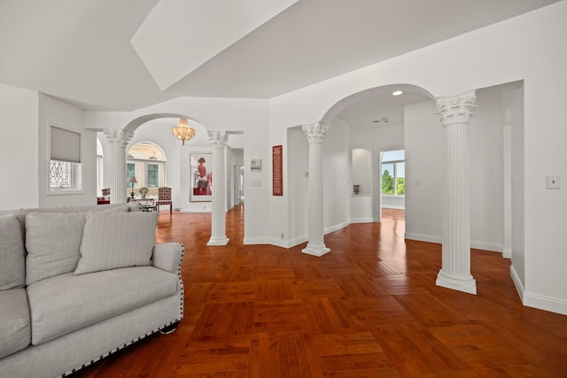 W3318 Lake Forest Ln, Lake Geneva, WI 53147 - living area with decorative columns and arched walkways