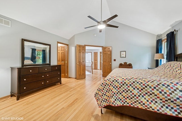 462 Kelly Ln, Crystal Lake, IL 60012 - bedroom featuring light wood-type flooring, ceiling fan, and high vaulted ceiling