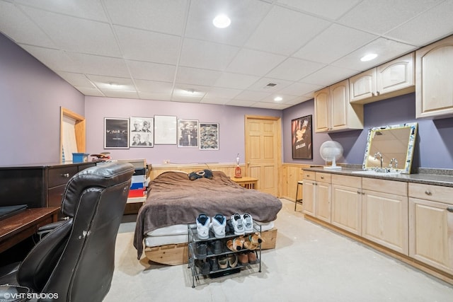 462 Kelly Ln, Crystal Lake, IL 60012 - bedroom featuring a paneled ceiling, wainscoting, recessed lighting, and an office area