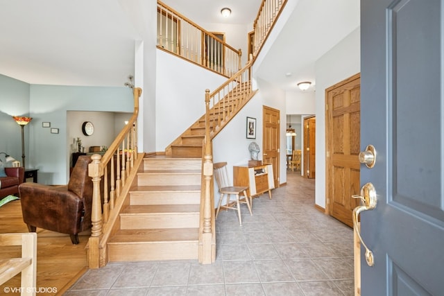 462 Kelly Ln, Crystal Lake, IL 60012 - foyer entrance with stairs and light tile patterned floors