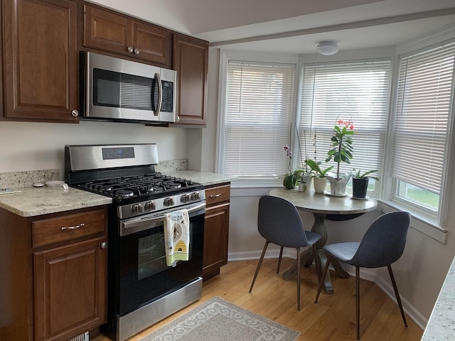 4520 N Austin Ave, Chicago, IL 60630 - kitchen with stainless steel appliances, light wood-type flooring, and light stone countertops