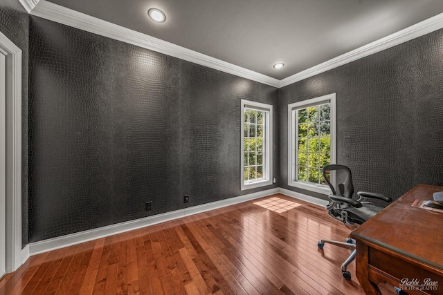 0S400 Crego Pl, Geneva, IL 60134 - home office featuring wood-type flooring, crown molding, and recessed lighting