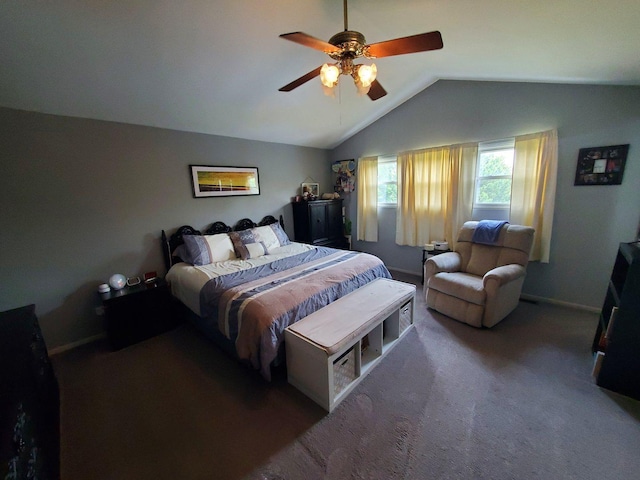 19707 S Skye Dr, Frankfort, IL 60423 - carpeted bedroom with vaulted ceiling and ceiling fan