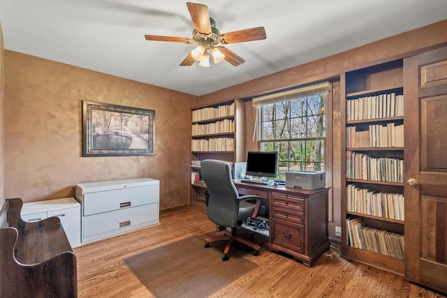 125 Grove Ln, Barrington, IL 60010 - home office with light wood-type flooring and a ceiling fan