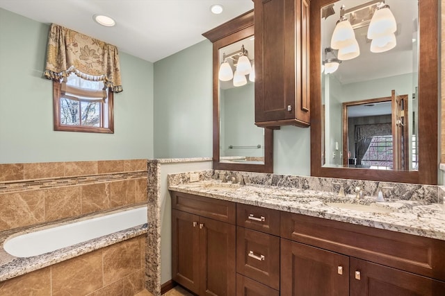 125 Grove Ln, Barrington, IL 60010 - full bathroom featuring double vanity and a garden tub