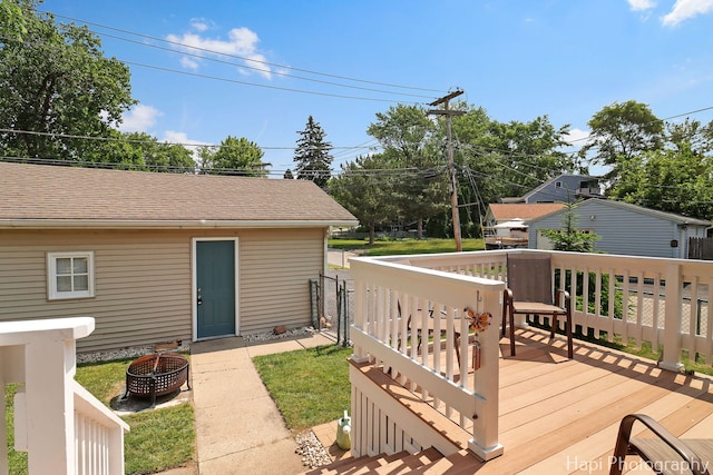 25134 W Lake Shore Dr, Ingleside, IL 60041 - wooden terrace featuring a fire pit