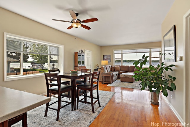 25134 W Lake Shore Dr, Ingleside, IL 60041 - dining area featuring a ceiling fan and wood-type flooring