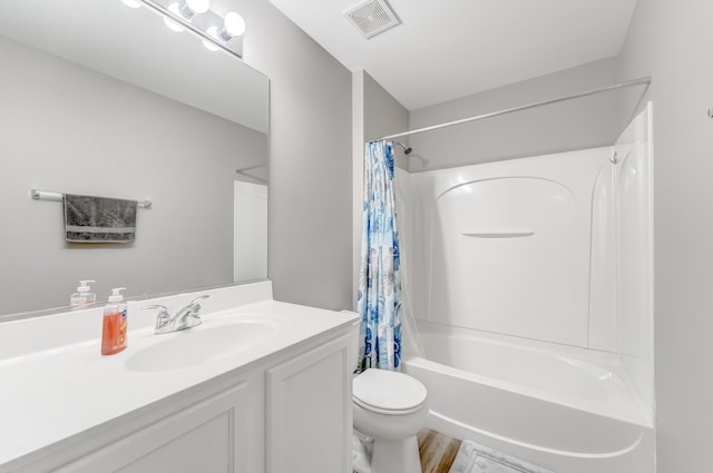 739 Glen Cove Ln, Pingree Grove, IL 60140 - full bathroom with vanity, shower / tub combo with curtain, and wood finished floors