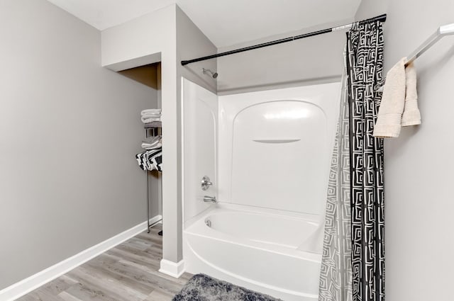 739 Glen Cove Ln, Pingree Grove, IL 60140 - full bathroom with shower / tub combo with curtain and wood finished floors