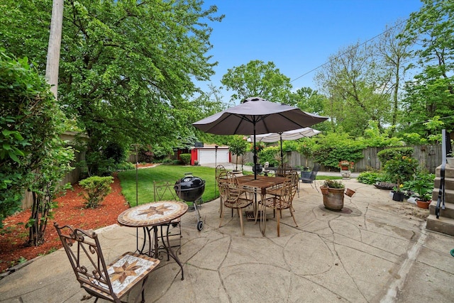 9209 S Hoyne Ave, Chicago, IL 60643 - fenced backyard featuring outdoor dining space, a patio, and a shed