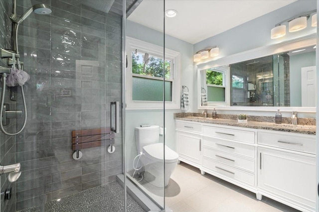 1738 E Jonquil Ter, Arlington Heights, IL 60004 - bathroom featuring a stall shower and double vanity