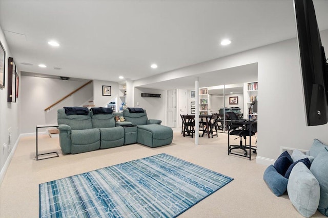 1738 E Jonquil Ter, Arlington Heights, IL 60004 - carpeted living room with stairway and recessed lighting