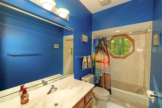 1315 Keim Trl, Saint Charles, IL 60174 - bathroom with vanity, shower / tub combo with curtain, and tile patterned floors