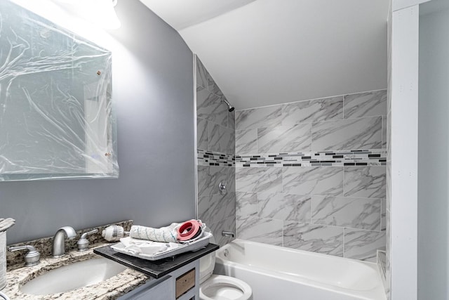 520 4th St, Waukegan, IL 60085 - bathroom with vanity, shower / bath combination, and vaulted ceiling