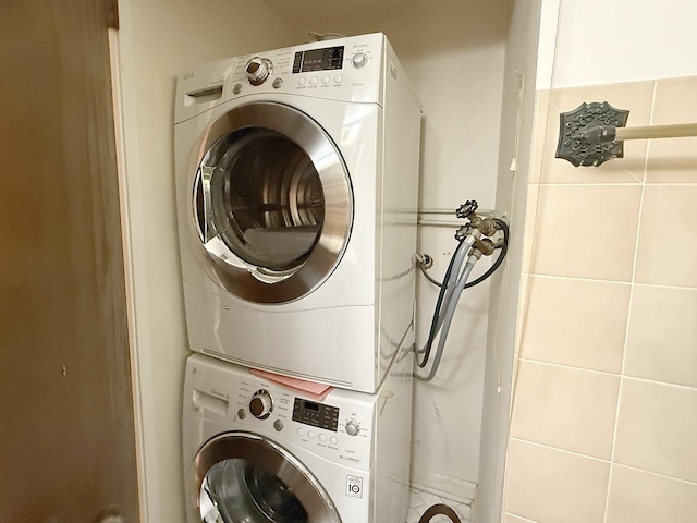 8025 Woodglen Ln Unit 307, Downers Grove, IL 60516 - laundry room with estacked washer and dryer