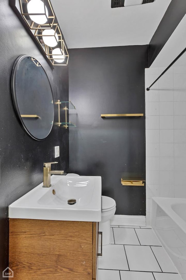 3608 W Dickens Ave Unit 2F, Chicago, IL 60647 - full bath with vanity, tile patterned floors, and tub / shower combination