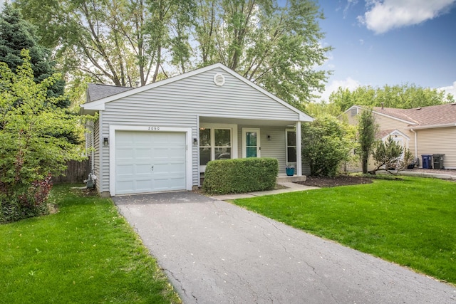 2060 Navarone Dr, Naperville, IL 60565 - ranch-style house featuring an attached garage, a front yard, driveway, and roof with shingles