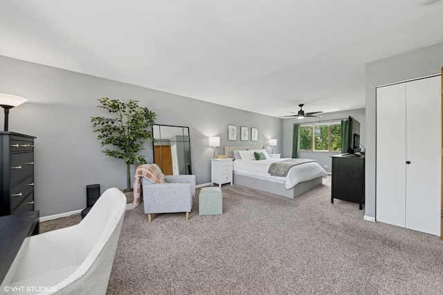 2225 W Weathersfield Way, Schaumburg, IL 60193 - carpeted bedroom with a ceiling fan and baseboards