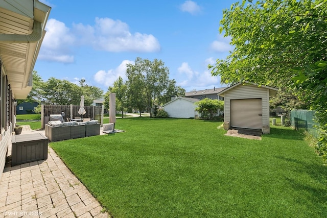 2225 W Weathersfield Way, Schaumburg, IL 60193 - view of yard with an outdoor living space, a storage unit, and a patio