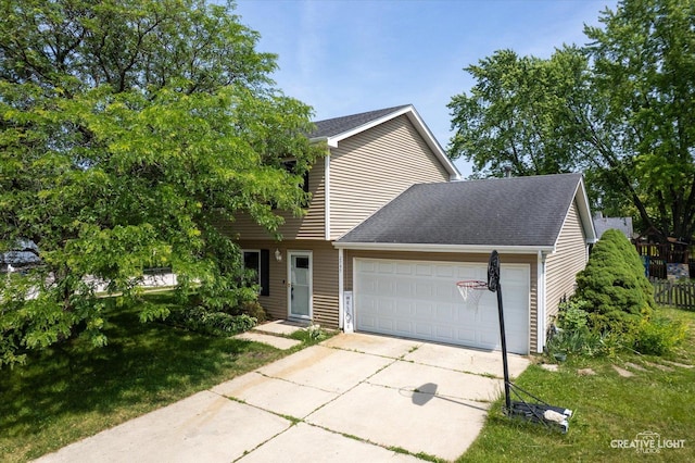 2945 Worcester Ln, Aurora, IL 60504 - view of front of property with a garage, concrete driveway, a front yard, and a shingled roof