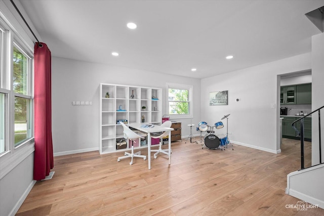 2945 Worcester Ln, Aurora, IL 60504 - office area featuring light wood finished floors and recessed lighting