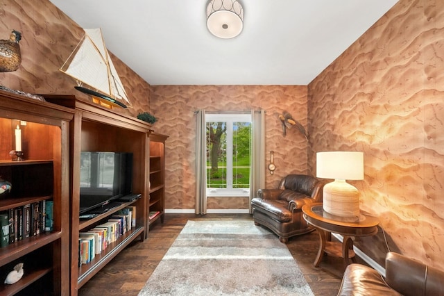21705 W Hilandale Ct, Kildeer, IL 60047 - living room featuring dark wood-style floors and baseboards