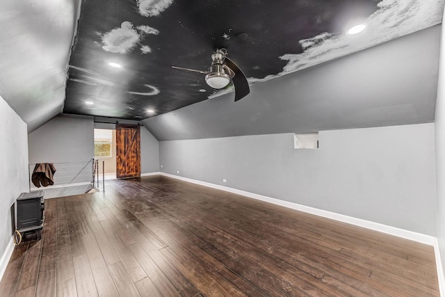 7125 S Sangamon St, Chicago, IL 60621 - bonus room featuring a ceiling fan, wood-type flooring, and vaulted ceiling