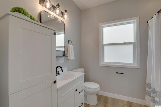 1418 N 6th, Quincy, IL 62301 - bathroom featuring vanity, plenty of natural light, wood finished floors, and a shower with shower curtain