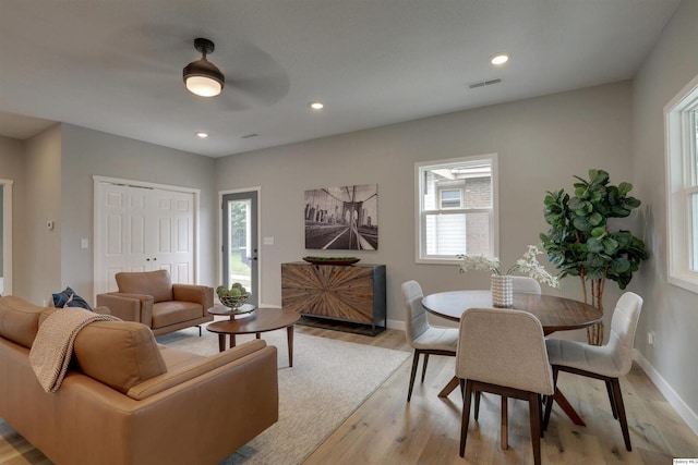 1418 N 6th, Quincy, IL 62301 - living room with light wood-type flooring, ceiling fan, and recessed lighting