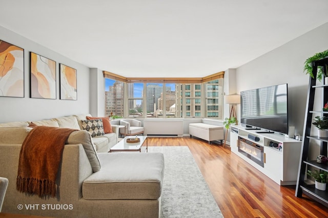 525 W Hawthorne Pl Unit 1004, Chicago, IL 60657 - living area featuring wood finished floors and a wall of windows