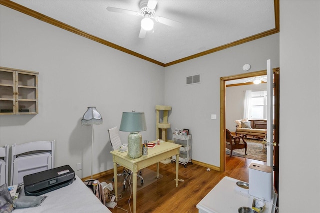 611 W White St, Champaign, IL 61820 - office space featuring a ceiling fan, ornamental molding, and wood finished floors