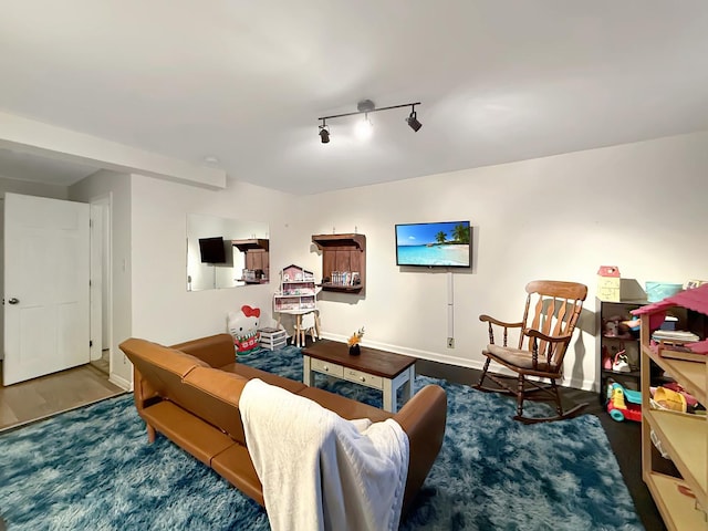 1639 S Highland Ave, Freeport, IL 61032 - living room featuring baseboards and rail lighting