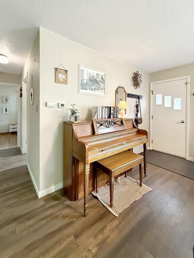 1639 S Highland Ave, Freeport, IL 61032 - foyer with wood finished floors, a textured ceiling, and a baseboard radiator