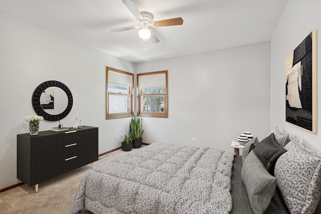 1228 N Lake Shore Dr, Round Lake Beach, IL 60073 - bedroom featuring light carpet and ceiling fan